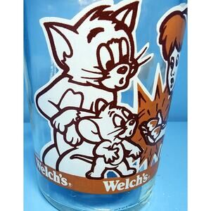 1993 Welch's Jelly Jar Glass Tom And Jerry The Movie Hearts Vintage